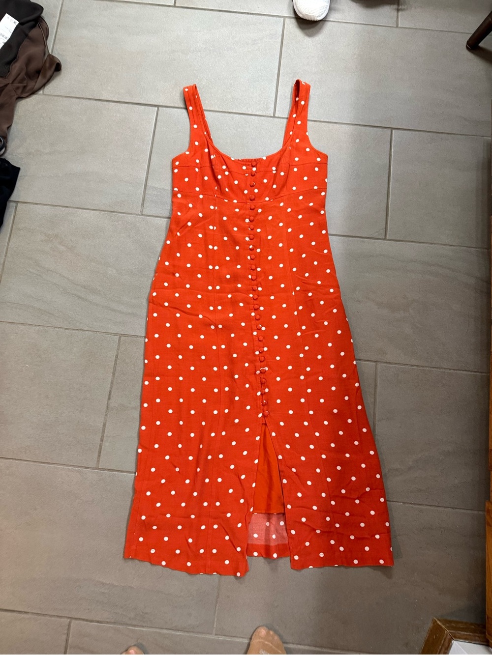 Maeve Orange Polka Dot Midi Dress - Picture 4 of 7